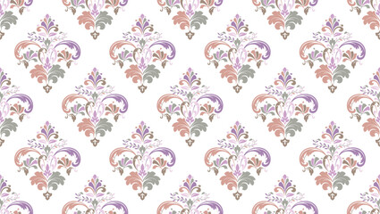 Wallpaper in the style of Baroque. Seamless vector background. Colored floral ornament. Graphic pattern for fabric, wallpaper, packaging. Ornate Damask flower ornament