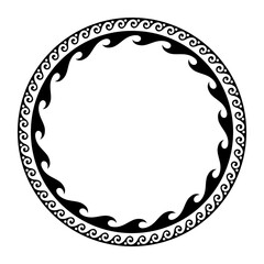 Round classic greek frame. Greek wave meander. Circle european border. Patterns of Greece, ancient Rome. In the form of wave. Vitruvian wave. For card, textile, engraving, embroidery, porcelain