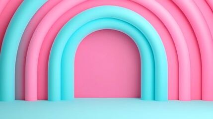 Fototapeta premium Colorful Abstract Background with Pink and Blue Arches in a Minimalist Style for Modern Design Projects