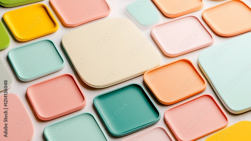 Poster colorful abstract background with soft square shapes in pastel tones for modern design and creative 
