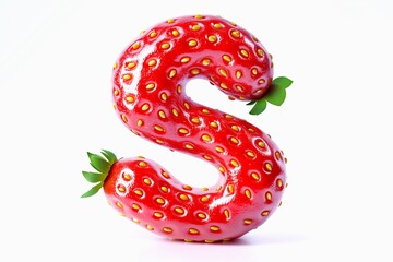 Obraz premium Letter S designed with strawberry texture isolated on white background