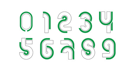 set of creative number 0 to 9 logo designs. abstract number design vector illustration White background
