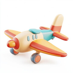 Colorful cartoon airplane toy on white background
