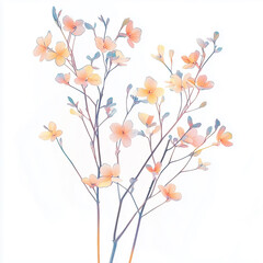 Delicate Pastel Flower Stems Against a Light Minimalist Background