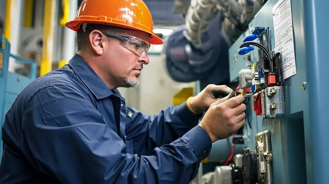 A man technician focuses on equipment maintenance, preventing costly downtimes in high-demand manufacturing environments