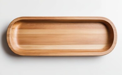 A smooth, organic-shaped wooden bowl rests on a clean white background.