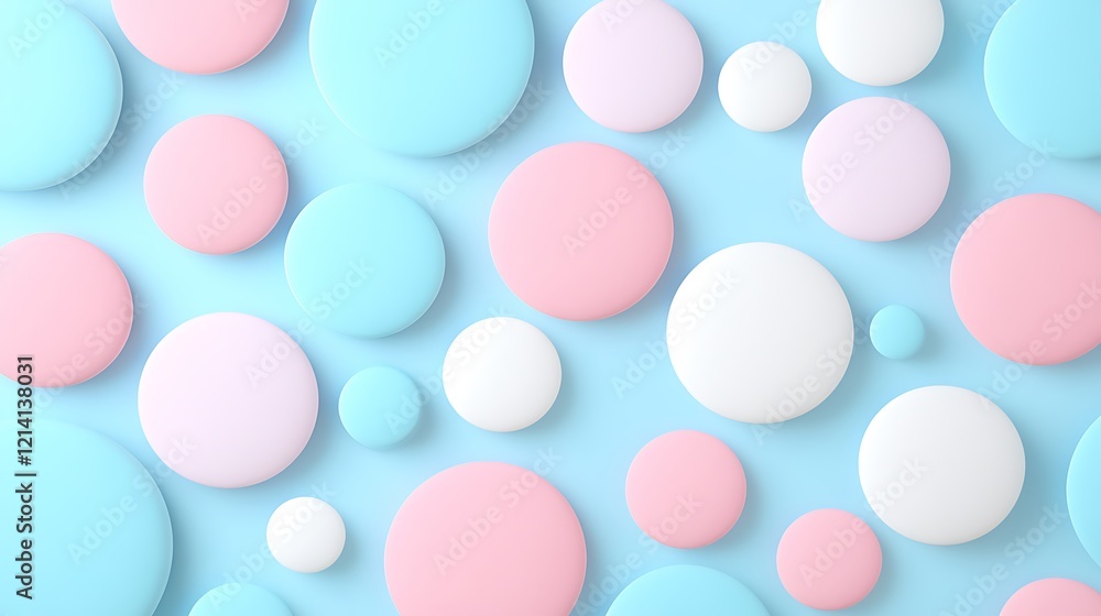 Poster colorful circles on soft blue background for creative and playful design elements in various project