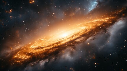 Majestic spiral galaxy with bright core and dust lanes.