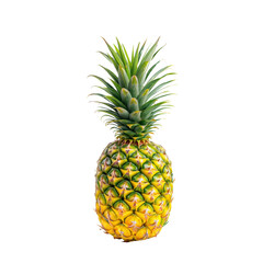 Fototapeta premium Ripe Pineapple: A vibrant, juicy pineapple stands tall, showcasing its golden skin and spiky green crown. Its texture is smooth and appealing, inviting a taste of tropical delight.
