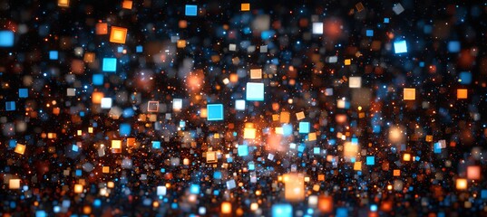 Abstract Particles Colorful Geometric Shapes, Digital Background With A Vibrant Pixelated Pattern