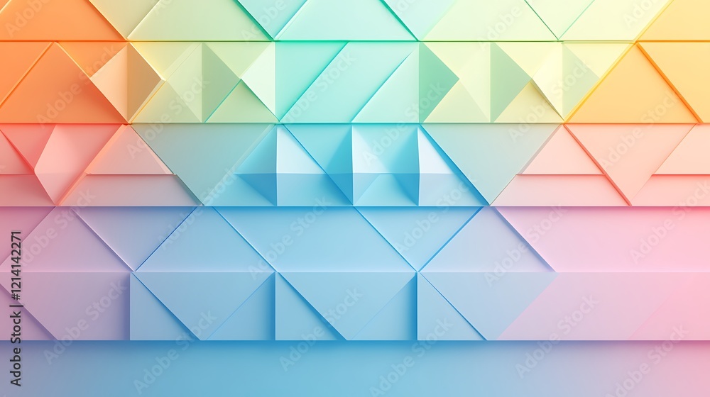 Aufkleber colorful geometric pattern with triangular shapes and gradient background in soft pastel tones