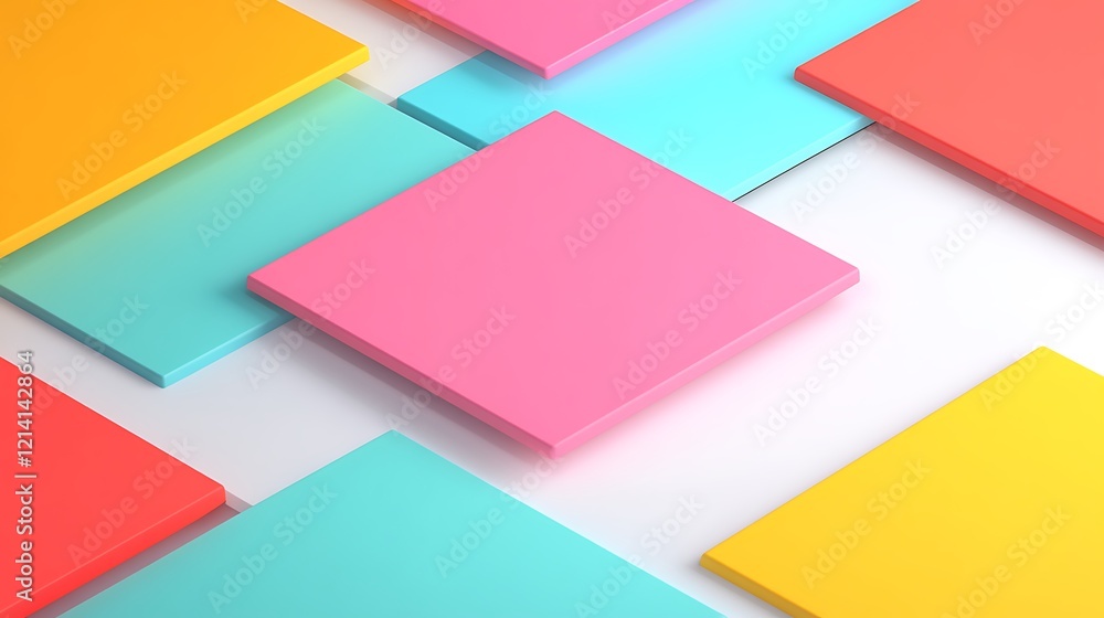 Poster colorful geometric shapes arranged in a creative layout on a bright background for modern design pro