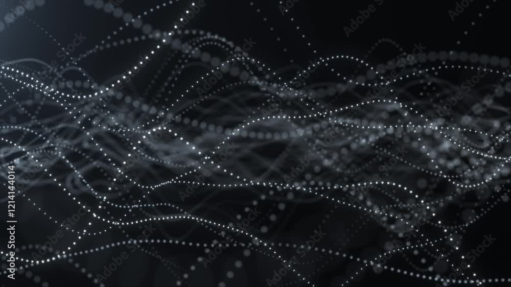Aufkleber futuristic wavy surface of moving colorful particles. big data visualization. seamless 4k video loop