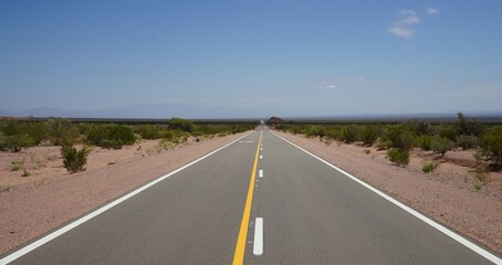 Streight forward road into amazing dessert land in South America, San Juan Argentina