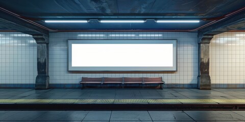 Blank Billboard on a Subway Platform