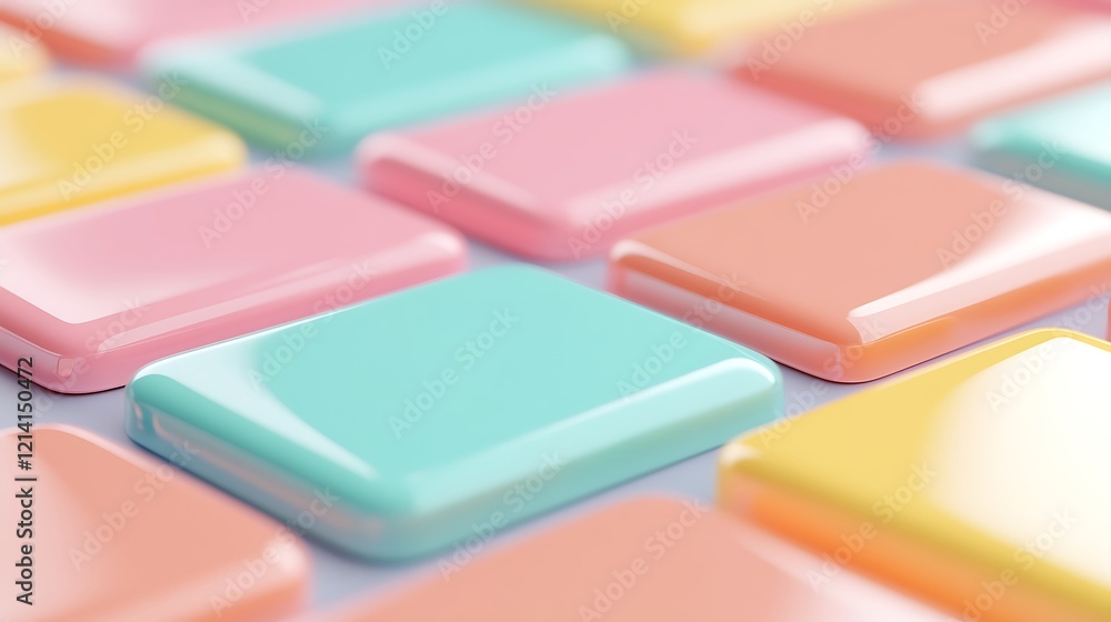 Poster colorful glossy tiles in soft pastel shades arranged in a pattern for background or design use