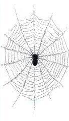 Obraz premium Black Spider in Geometric Pattern Cobweb. Intricate Weaving of Nature, Perfect for Halloween Design.