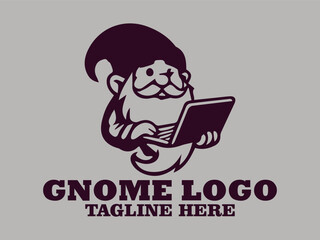 Gnome cute charming little creature garden guard gnome forest guard this gnome is wearing a pointed hat, vector illustration gnome logo design cute and adorable