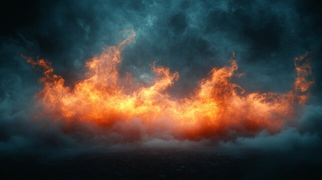 Abstract fiery clouds against a dark backdrop