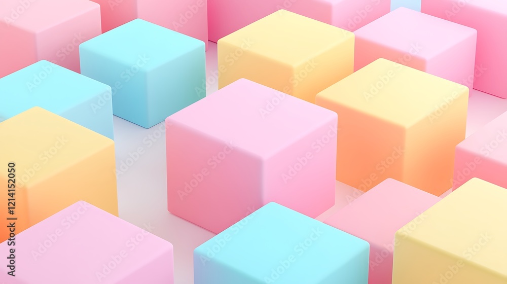 Poster colorful pastel blocks arranged in a creative pattern for modern design and background projects