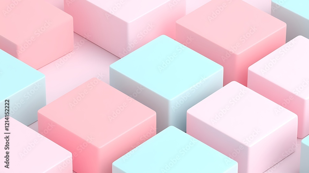 Poster colorful pastel blocks arranged in a modern geometric pattern on a soft background
