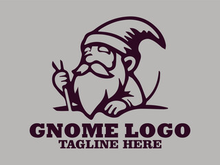 Gnome cute charming little creature garden guard gnome forest guard this gnome is wearing a pointed hat, vector illustration gnome logo design cute and adorable