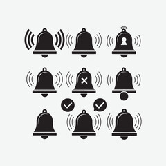Notifications Bell Icon Bundle - Vector Silhouette Collection