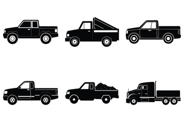 Pickup truck silhouette collection vector isolated on white background © creativemimi09