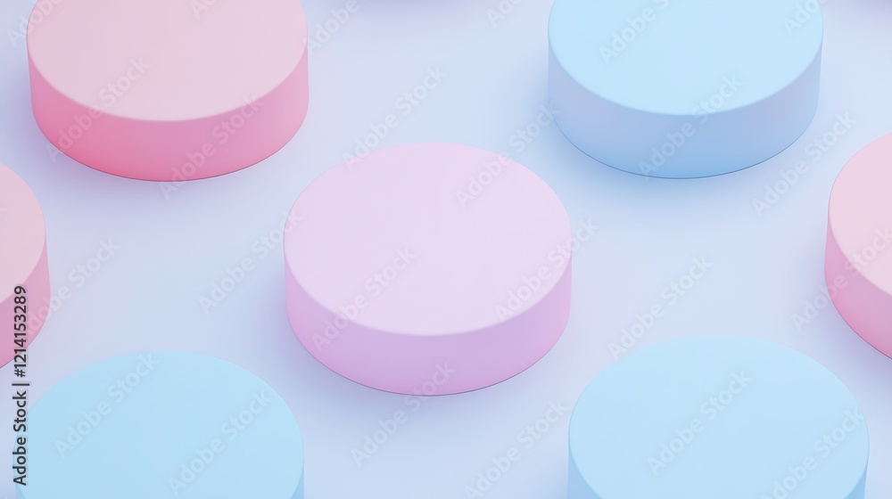 Poster colorful pastel circles on a soft background arranged in a modern geometric pattern for creative des