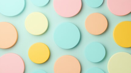 Obraz premium Colorful pastel circular shapes on a light background for creative and abstract design projects