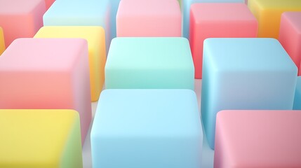 Fototapeta premium Colorful Pastel Cubes Arrangement in Abstract Background for Creative Design Projects and Visuals