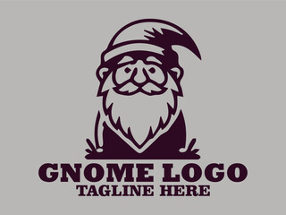 Gnome cute charming little creature garden guard gnome forest guard this gnome is wearing a pointed hat, vector illustration gnome logo design cute and adorable