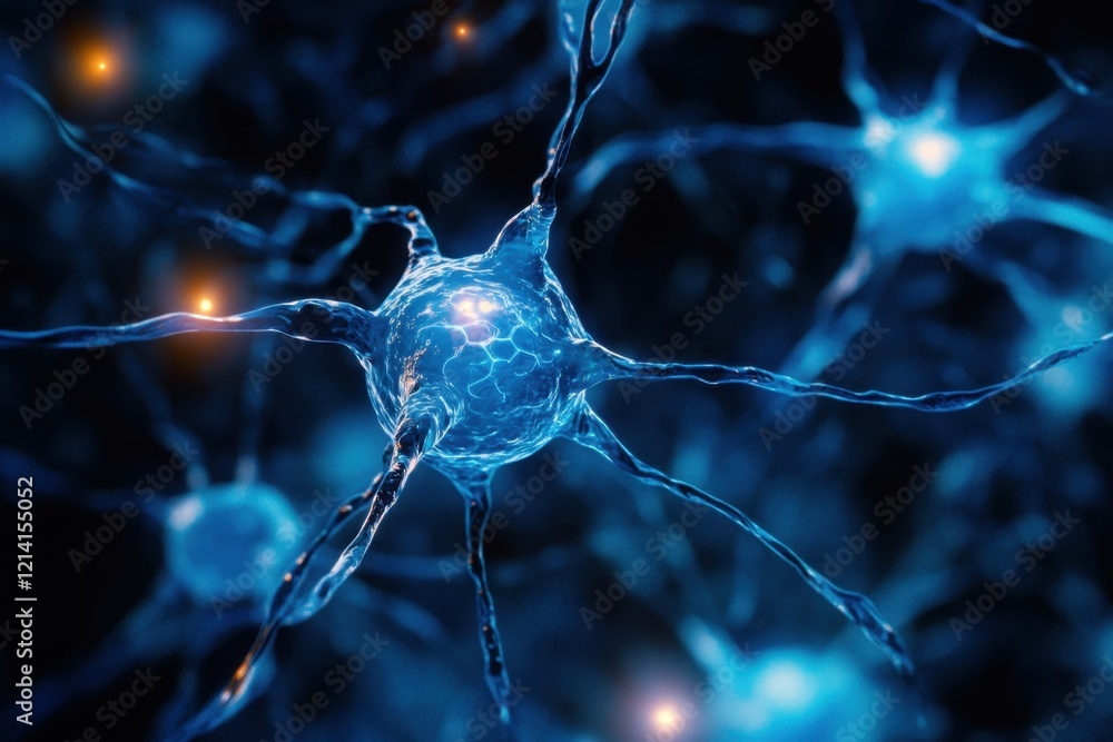 Poster exploring the intricate structure of neurons in a digital representation