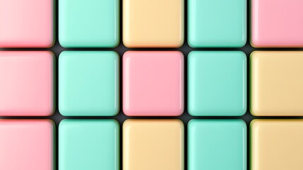 Colorful Pastel Square Tiles Arranged in a Grid Pattern for Modern and Stylish Background or Surface Design