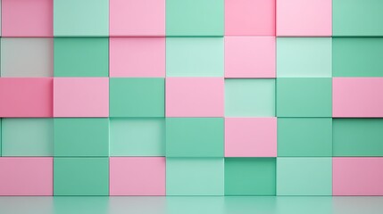 Colorful pastel squares arranged in a modern abstract geometric pattern for creative backgrounds and designs