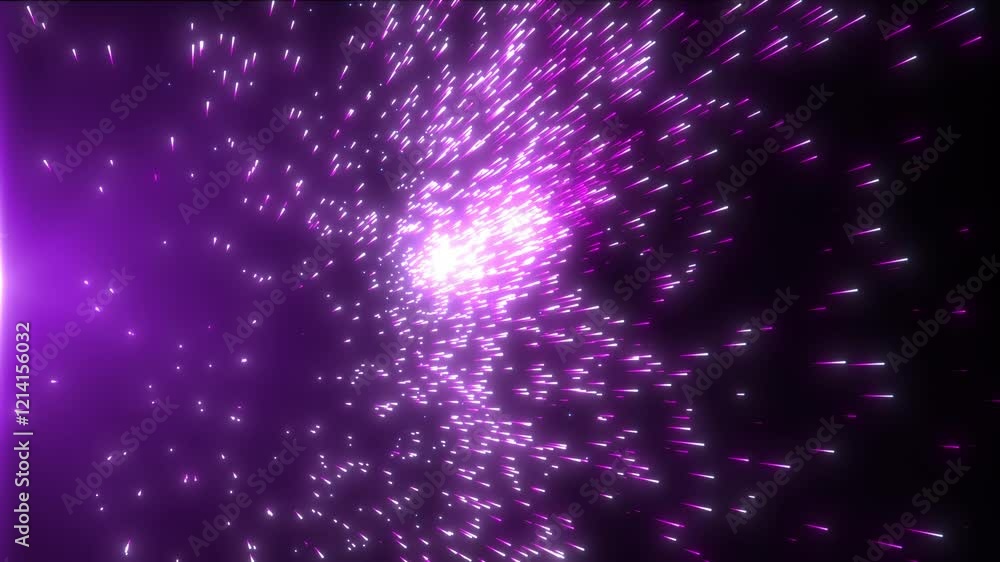 Aufkleber abstract digital background with glowing neon particles flying upward. movement of a stream of lumin