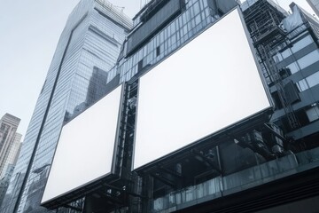 Detailed Visual  of Double Mockup Billboards on City Building