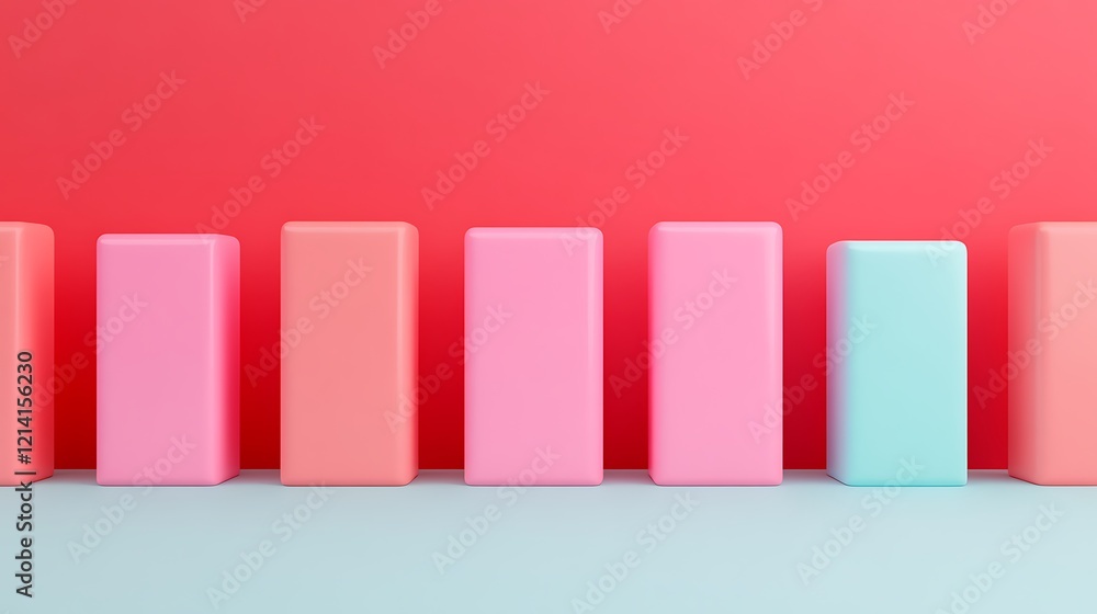 Poster colorful rectangular blocks against a bright background in a minimalistic arrangement for modern des