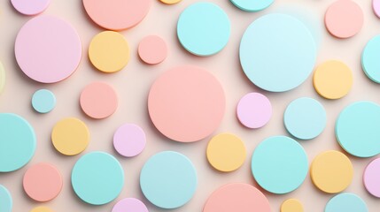 Colorful Round Circles in Pastel Shades Arranged on a Soft Background for Creative Design and Art Projects