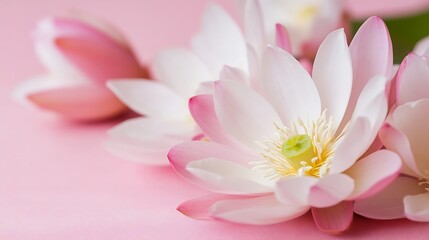 Fototapeta premium Elegant Pink Lotus Flower on Soft Pastel Background for Tranquil Decor : Generative AI