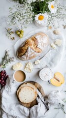 Enjoying a delightful Dutch breakfast with artisan bread and fresh fruits