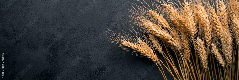 Aufkleber A high-resolution studio image of wheat stalks swaying gently in a controlled breeze, captured with dramatic lighting to emphasize movement and texture,