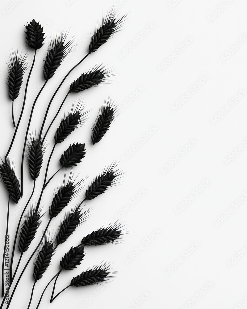 Leinwandbilder a minimalist black and white studio photograph of wheat grains scattered artistically on a smooth su