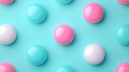 Colorful Round Objects on a Light Blue Background, Playful and Bright Design for Creative Projects