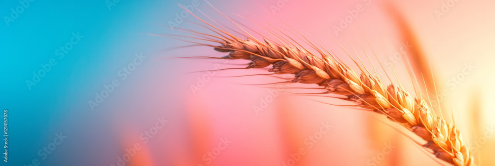 Leinwandbilder a serene studio composition featuring a wheat bundle suspended in mid-air, with a blurred background