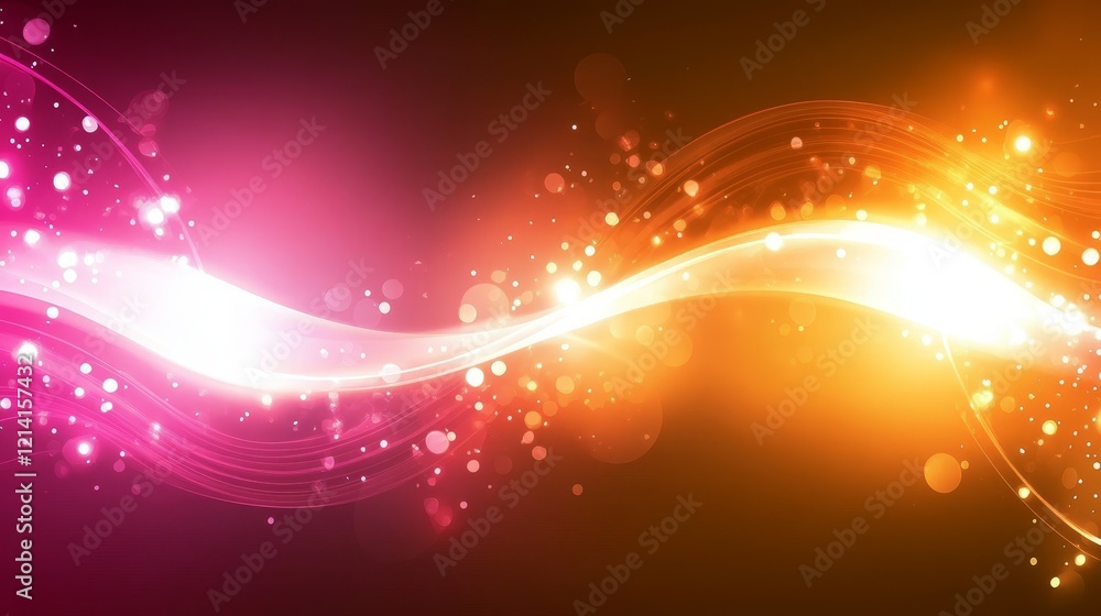 Poster vibrant abstract background, colorful wavy lines and bokeh effects on a gradient backdrop