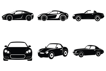 Silhouettes of luxury cars with speed and racing theme design