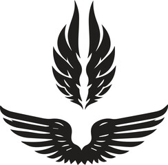 Black wings silhouette vector set, the wings set is ideal for logo, emblem, badge design. Versatile for art, heraldry, animal symbolism. set of multiple wings