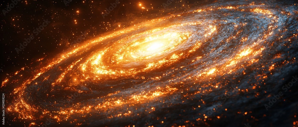 Poster galactic swirl consuming stars outer space digital art dark sci-fi environment cosmic viewpoint dyna