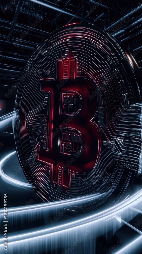Poster dynamic blockchain visualization virtual space digital art -tech environment close-up view modern co